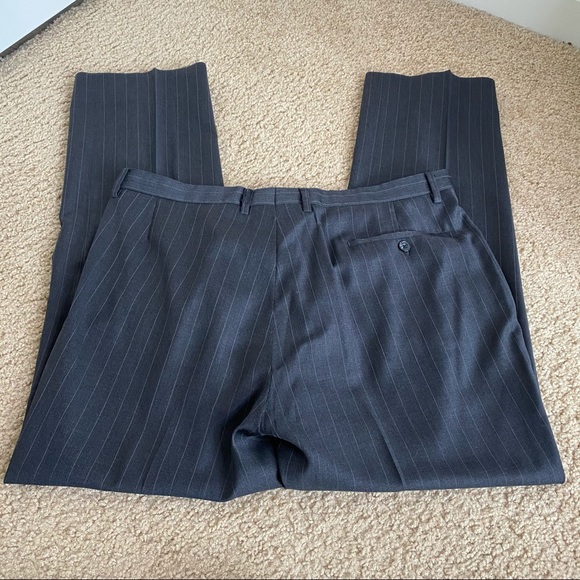 MENS T.M.LEWIN GREY PINSTRIPE 2PC SUIT SET SIZE 42 R - Picture 6 of 13
